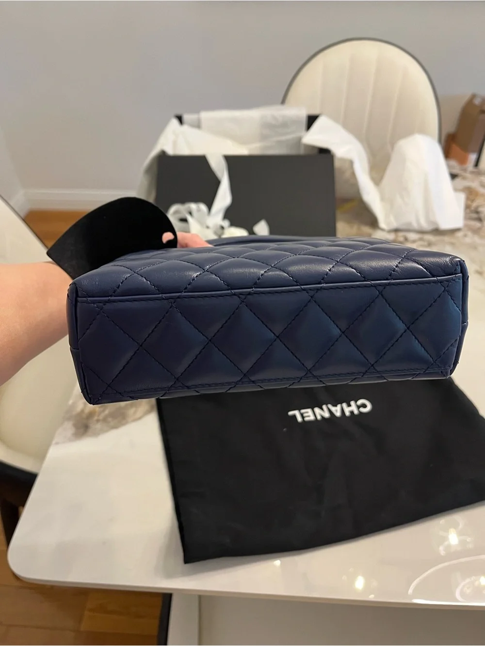 Brand New CHANEL Small Shopping Bag Dark Blue